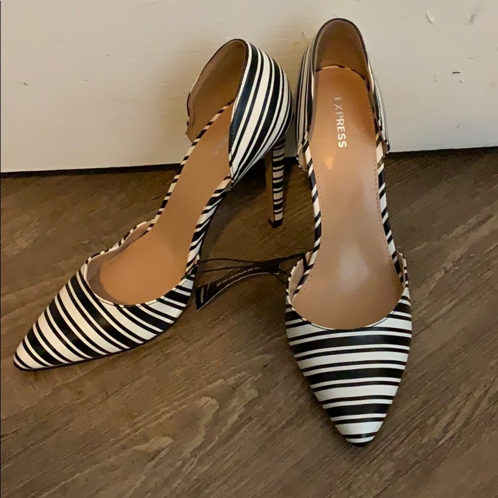 Black and white heels